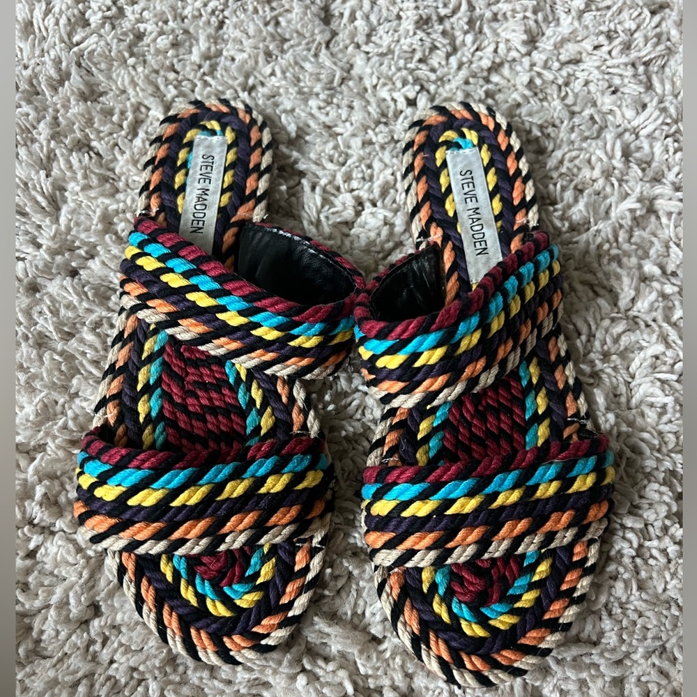 Steve Madden Roper Sandal Slides Bright Multi Size 9